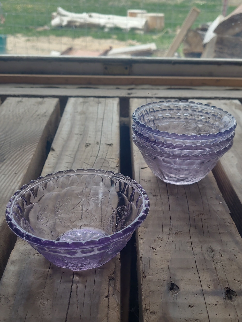 Set of 4 Purple Pressed Glass Bowls